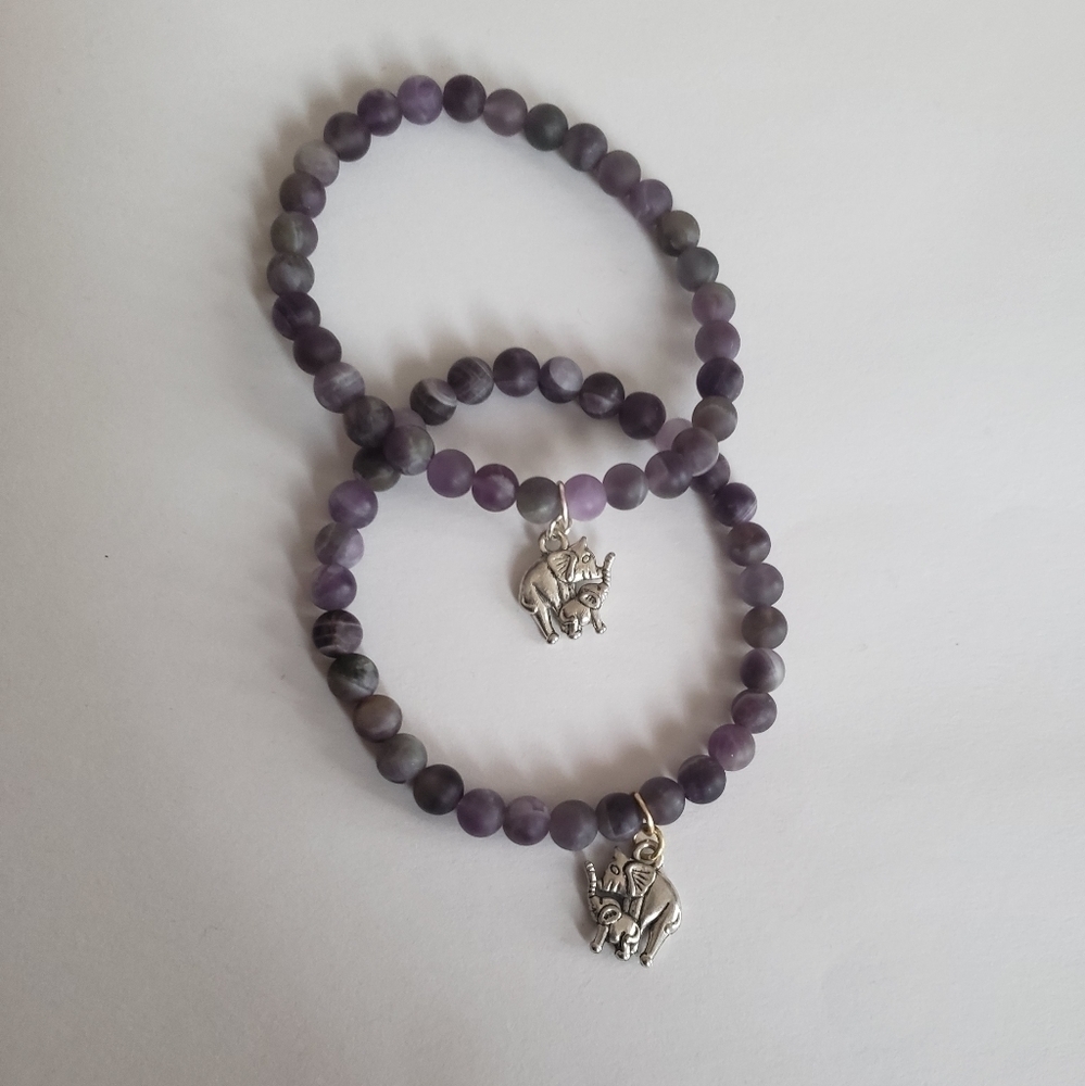 New Handmade frosted amethyst yoga meditation bracelet with elegant